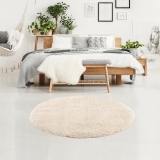 Jednofarebný okrúhly koberec PULPY krémový