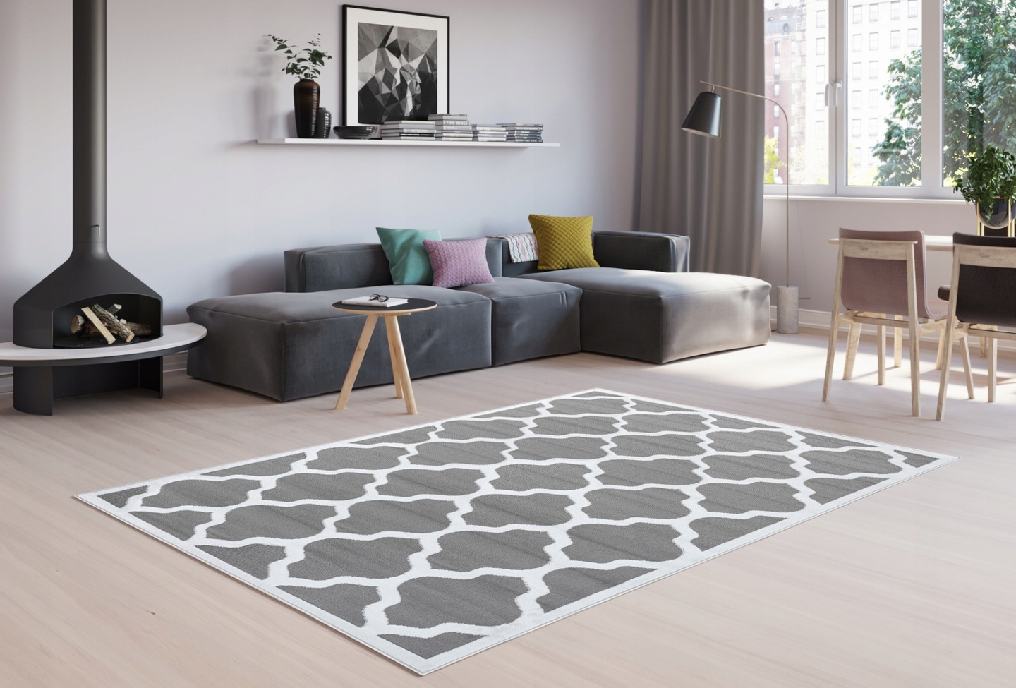 Moderný koberec HOME art - Marocký vzor sivý s lémom