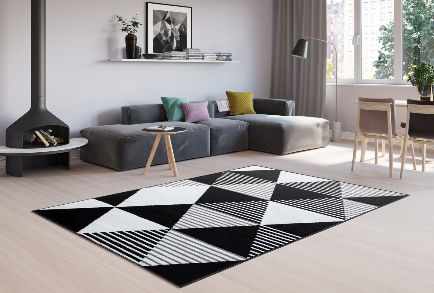 Moderný koberec HOME art veľké trojuholníky