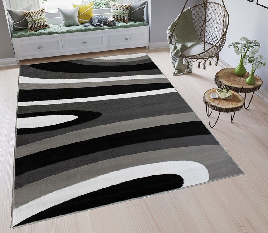 Moderný koberec HOME art 2 - Čierna vlna