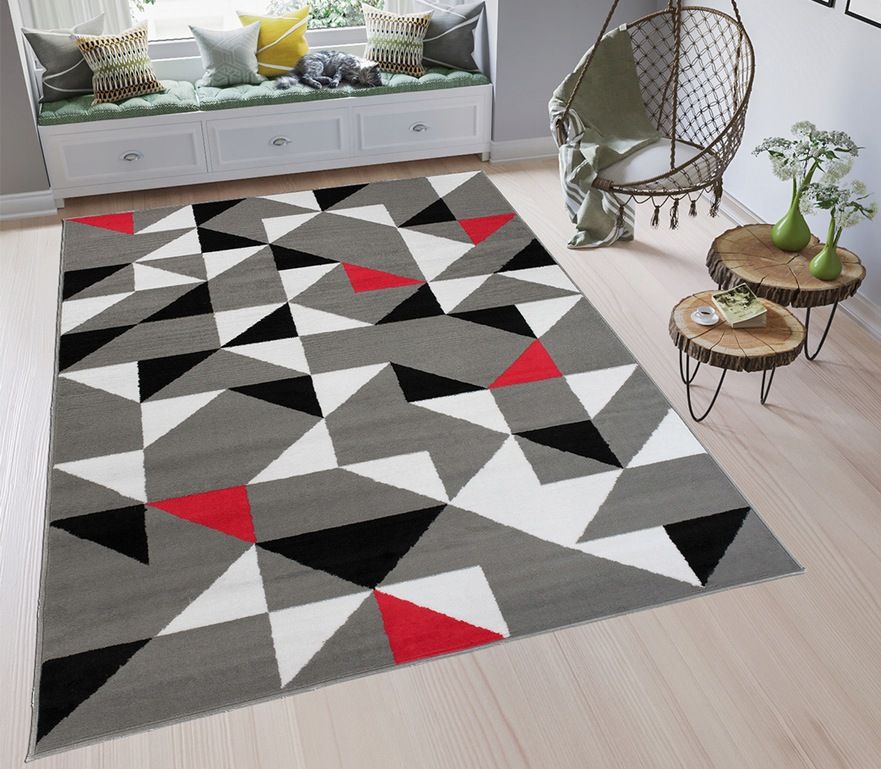 Moderný koberec HOME art 2 - Malé trojuholníky červené