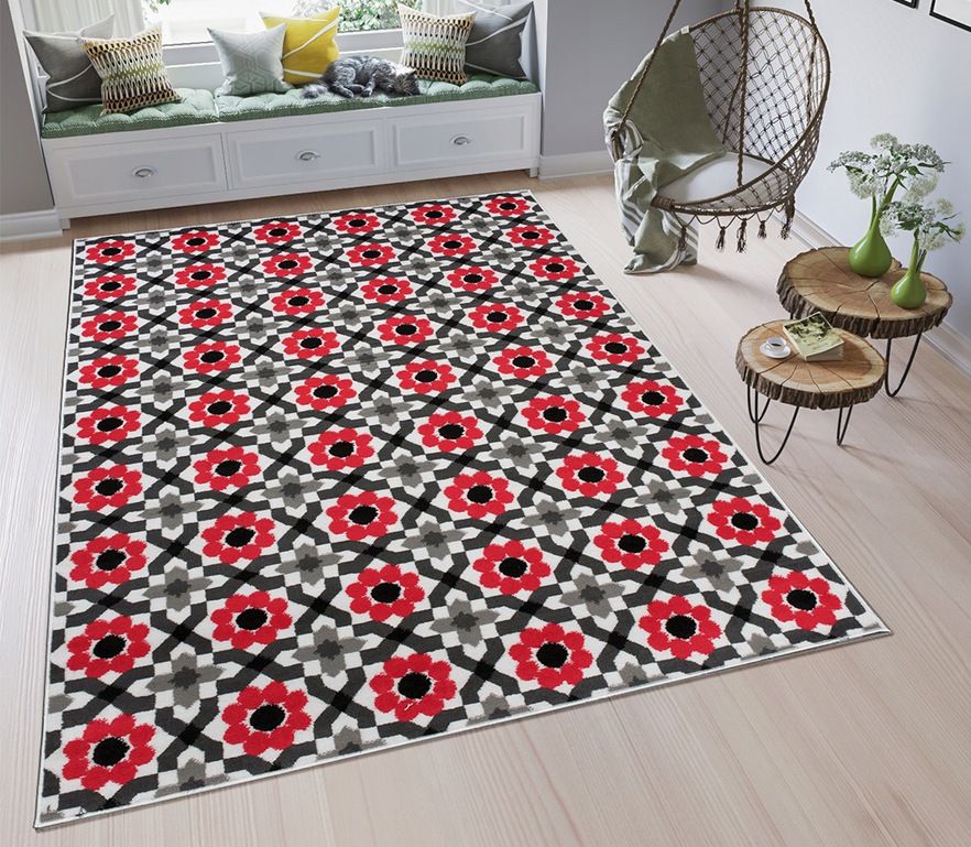 Moderný koberec HOME art 3 - Červené kvety