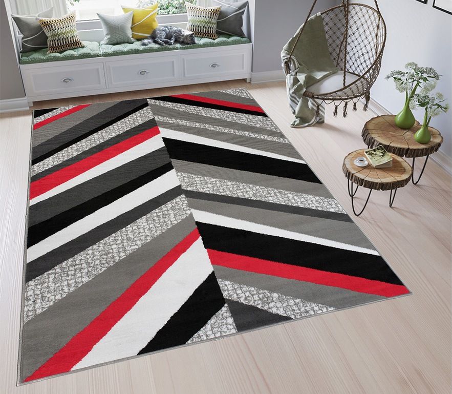 Moderný koberec HOME art 3 - Červený vzor