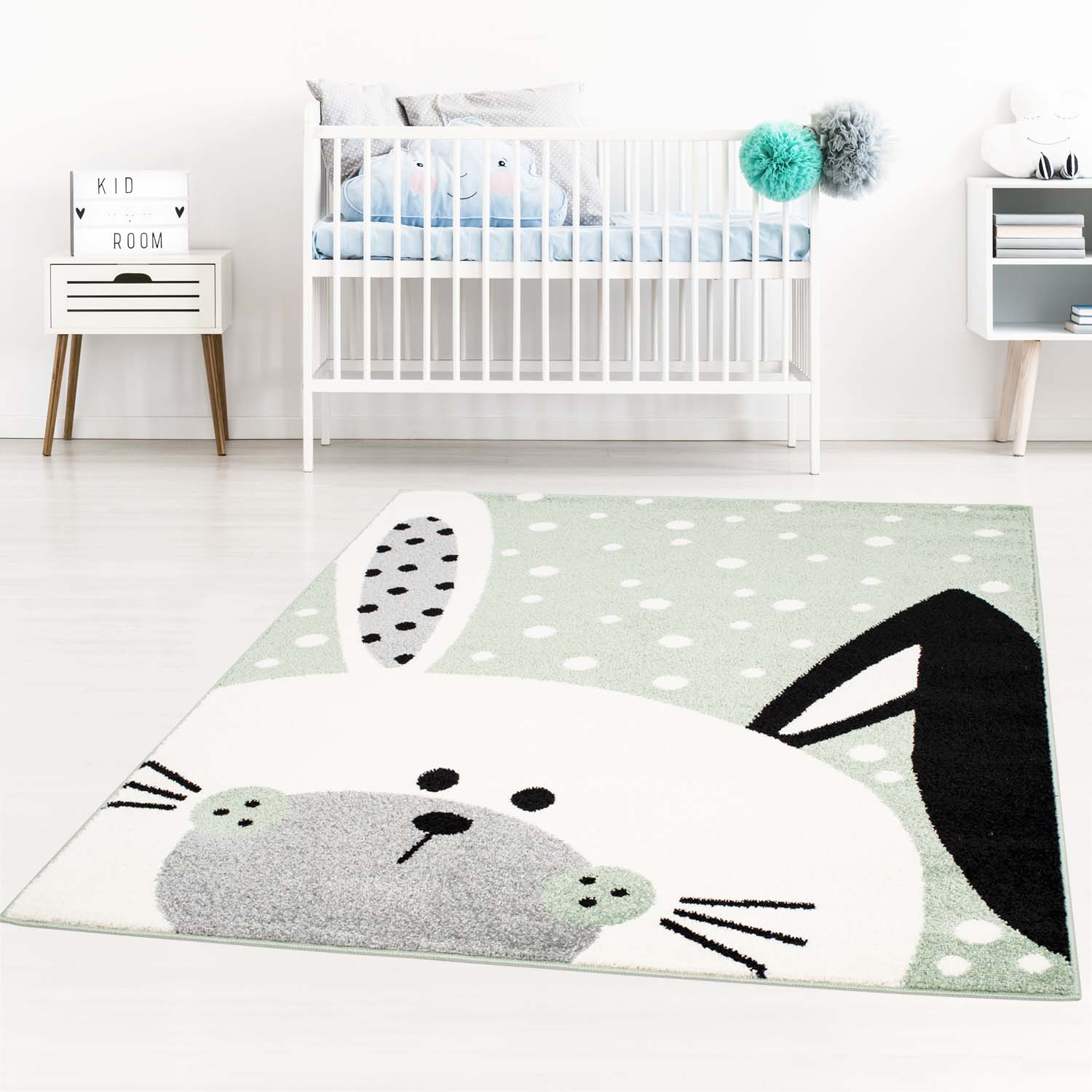 Moderný koberec BUBBLE - Zelený zajačik