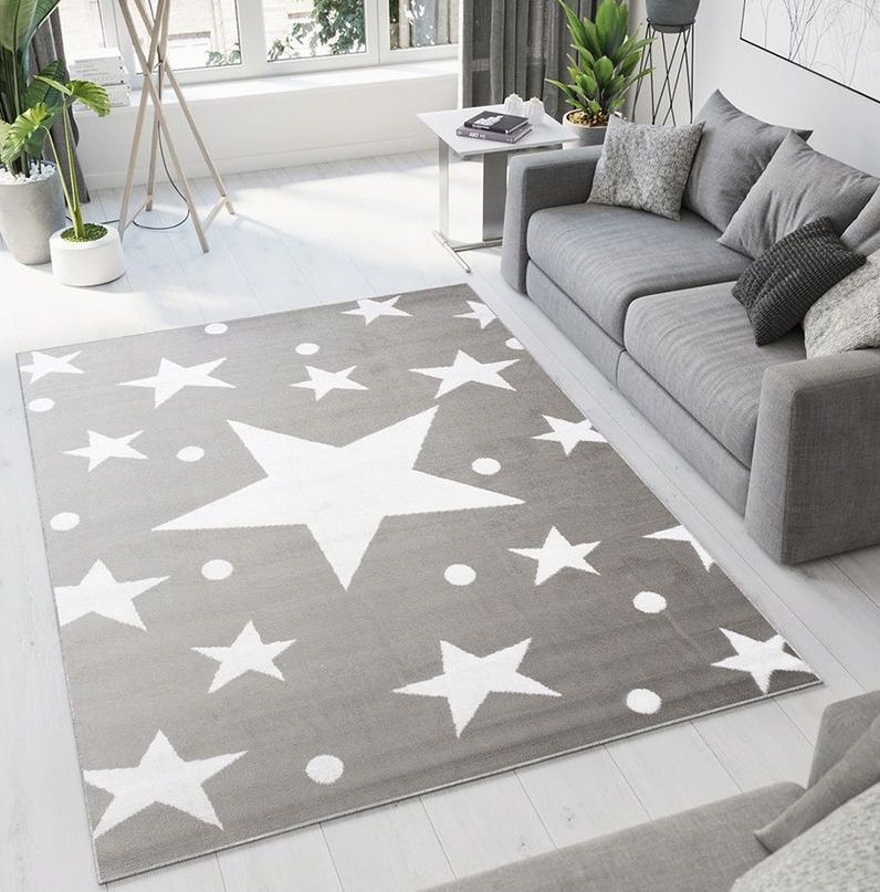 Moderný koberec HOME art 5 - sivý s hviezdami