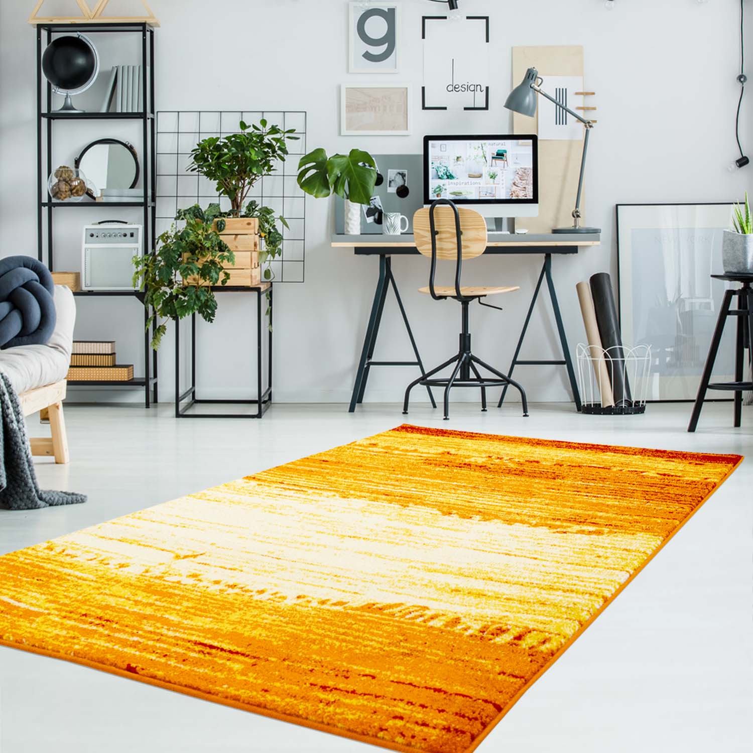 Moderný koberec MODA - 1509 oranžovo žltý vzor