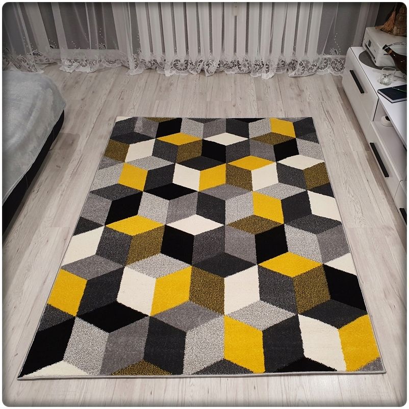 Moderný koberec SUMATRA - Žlté kosoštvorce