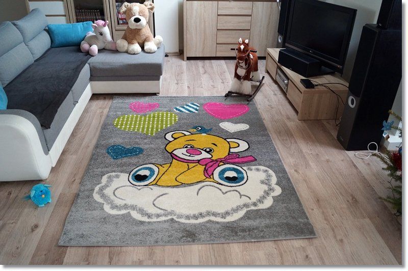 Detský koberec KIDS - Sivý s mackom