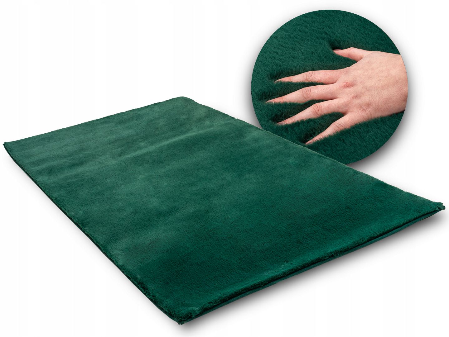 Kožušinový koberec OSLO - tmavo zelený