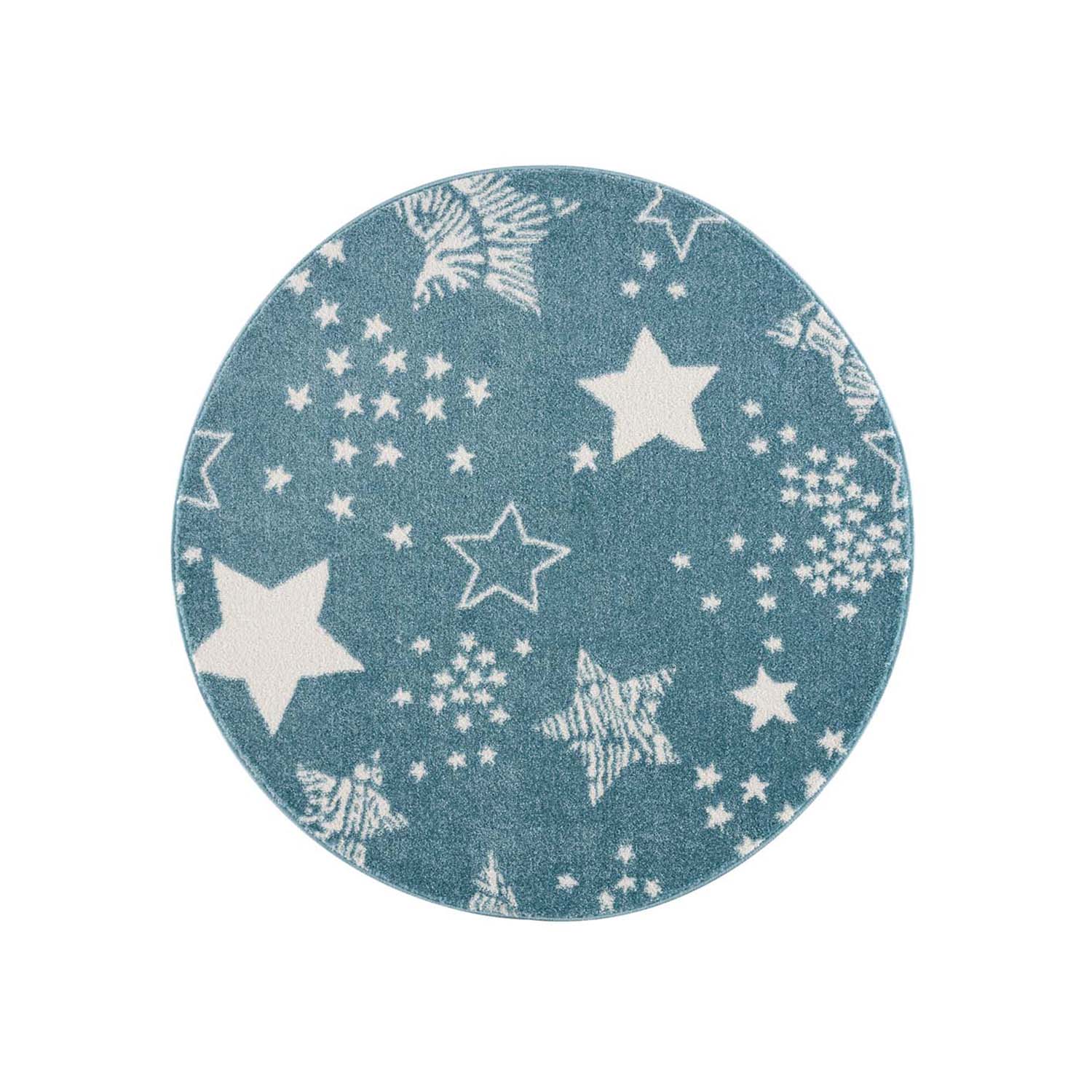 Detský okrúhly koberec ANIME - vzor 9387 Modré hviezdy