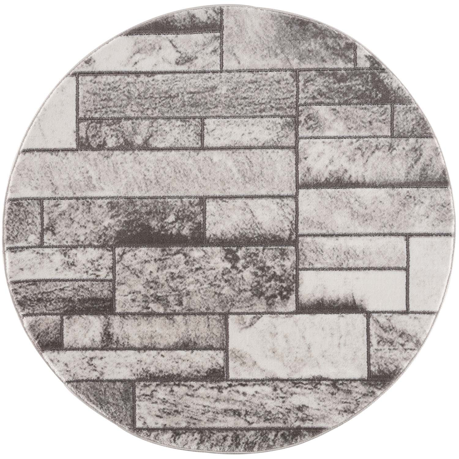 Moderný okrúhly koberec NOA - vzor 9250 sivý