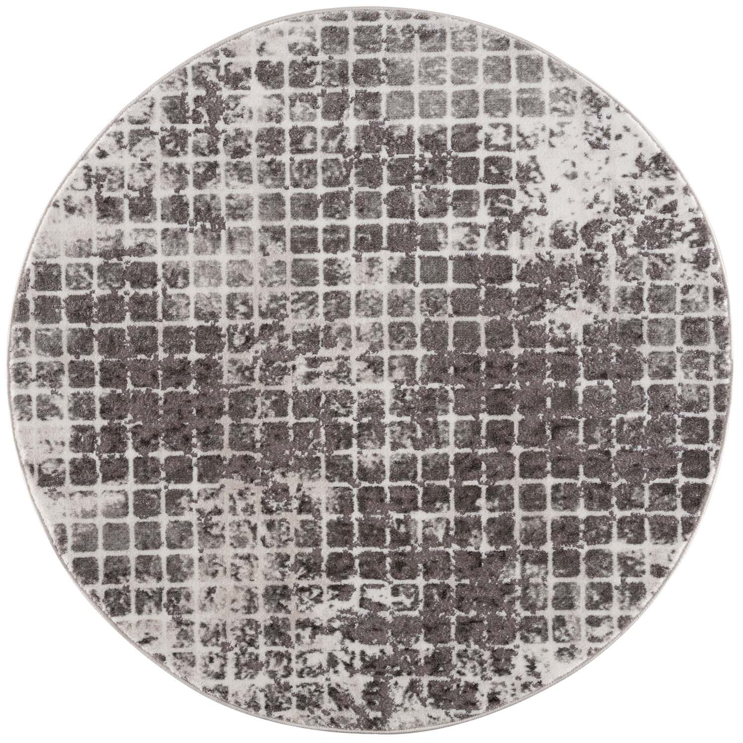 Moderný okrúhly koberec NOA - vzor 9328 sivý