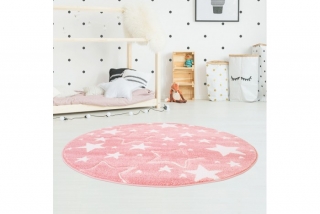 Okrúhly detský koberec BEAUTY ružové hviezdy