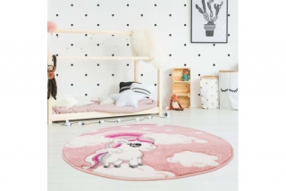 Okrúhly detský koberec BEAUTY ružový jednorožec