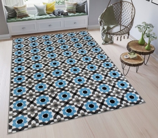 Moderný koberec HOME art 3 - Modré kvety