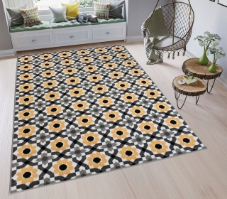 Moderný koberec HOME art 3 - Žlté kvety
