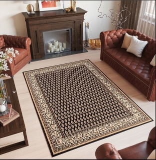 Moderný koberec HOME art 5 - Krémovo čierny vzor