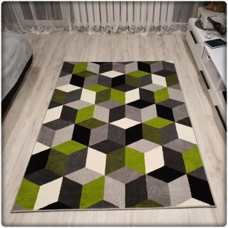 Moderný koberec SUMATRA - Zelené kosoštvorce