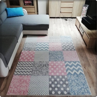 Moderný koberec RELAX - Ružovo sivý vzor