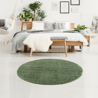 Jednofarebný okrúhly koberec PULPY zelený