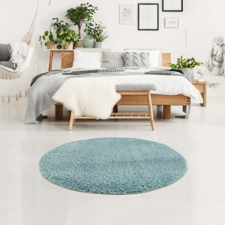 Jednofarebný okrúhly koberec PULPY svetlo modrý