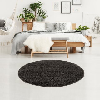 Jednofarebný okrúhly koberec PULPY antracitový