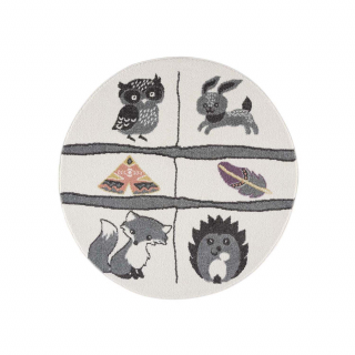 Detský okrúhly koberec ANIME - vzor 9390 Zvieratká